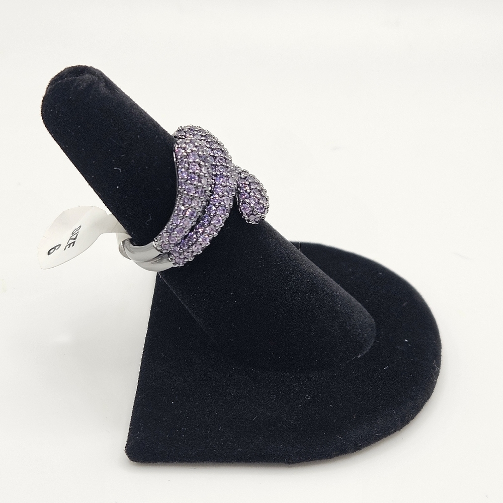 BP Ring RG26051 "Deep Sea Siren's Serenade" Amethyst CZ on Hematite - Size 6 - Picture 2 of 6
